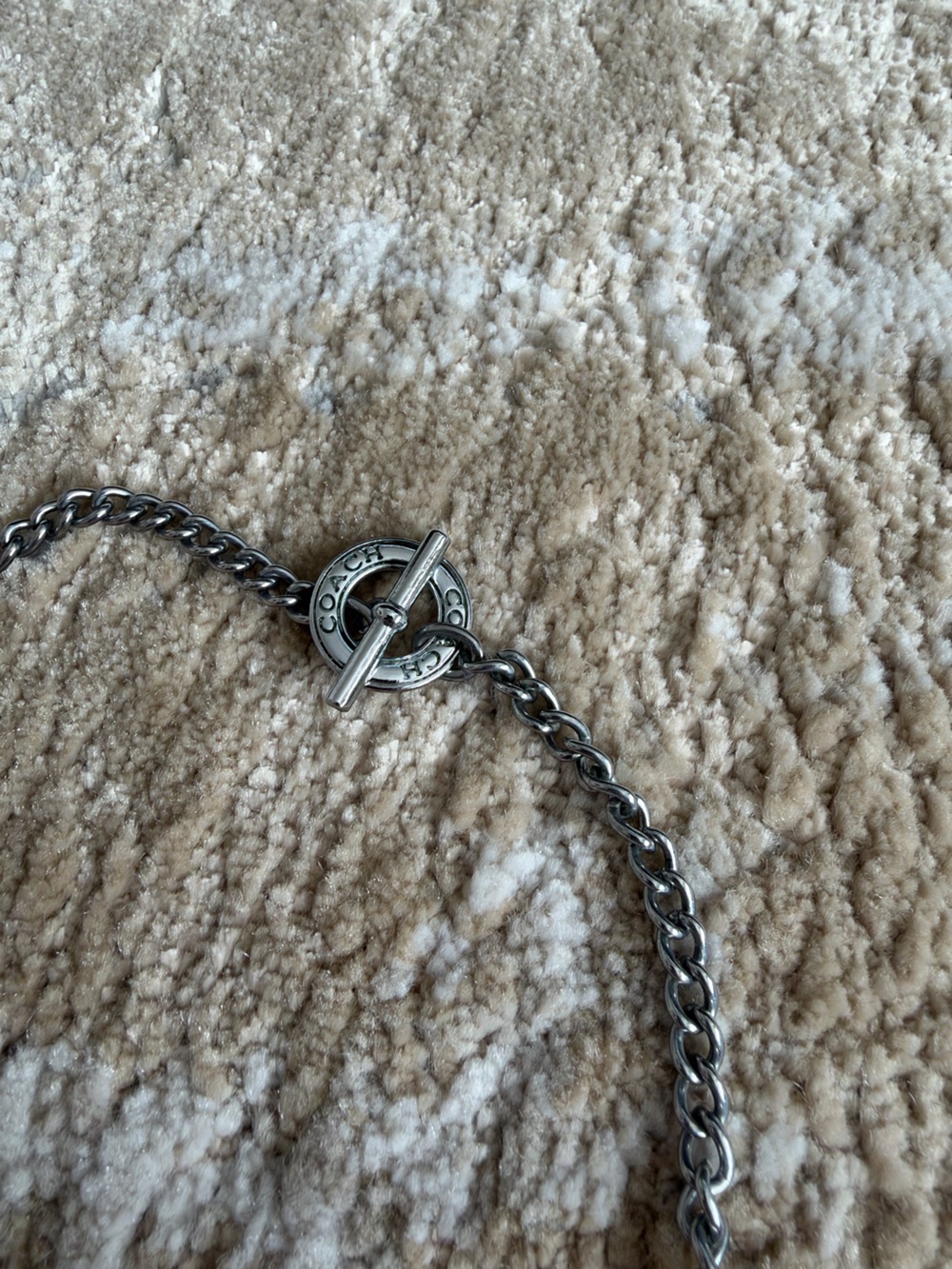 Coach Silver Chain Charm Necklace with Pink & Turquoise Flower Charms - Picture 4 of 6